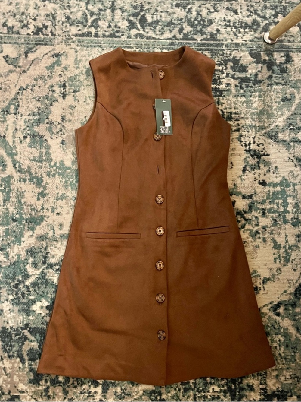 Wild fable Brown Sleeveless Button-Front A-Line Dress
